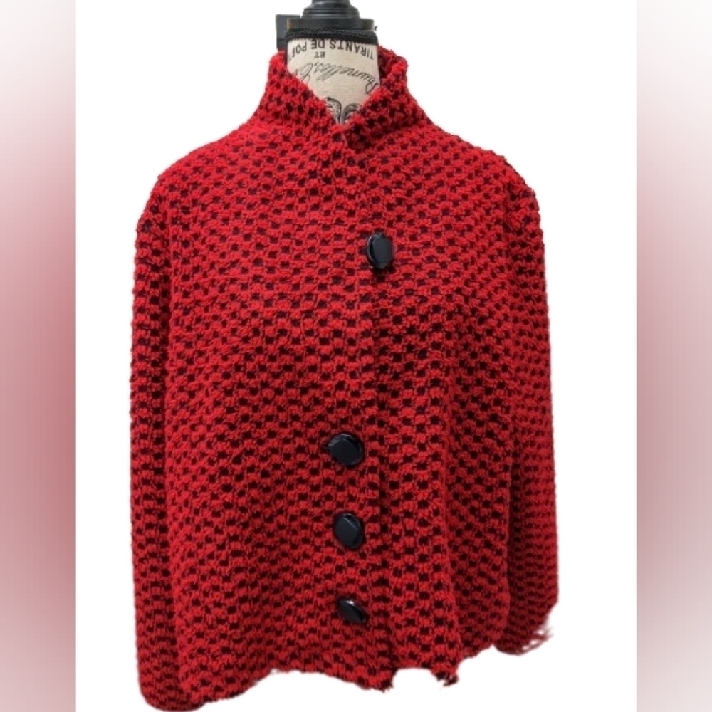 Zoe by Michael Phillips checkered red and black sherpa teddy jacket size L - Picture 4 of 7